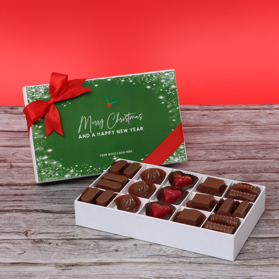 Merry christmas snow flakes designed premium chocolate 15 piece hard box