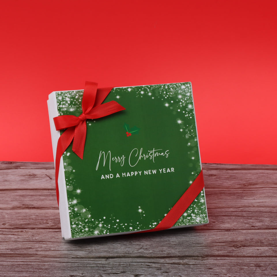 Merry christmas snow flakes designed premium chocolate 9 piece hard box