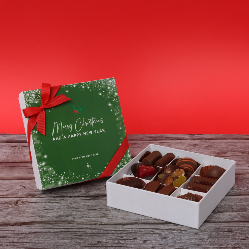 Merry christmas snow flakes designed premium chocolate 9 piece hard box