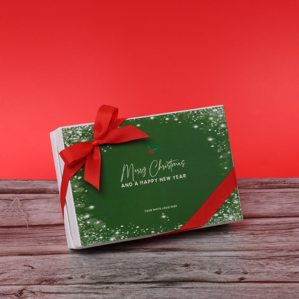 Set of 8 Merry Christmas snow flakes designed premium chocolate 6 piece hard box