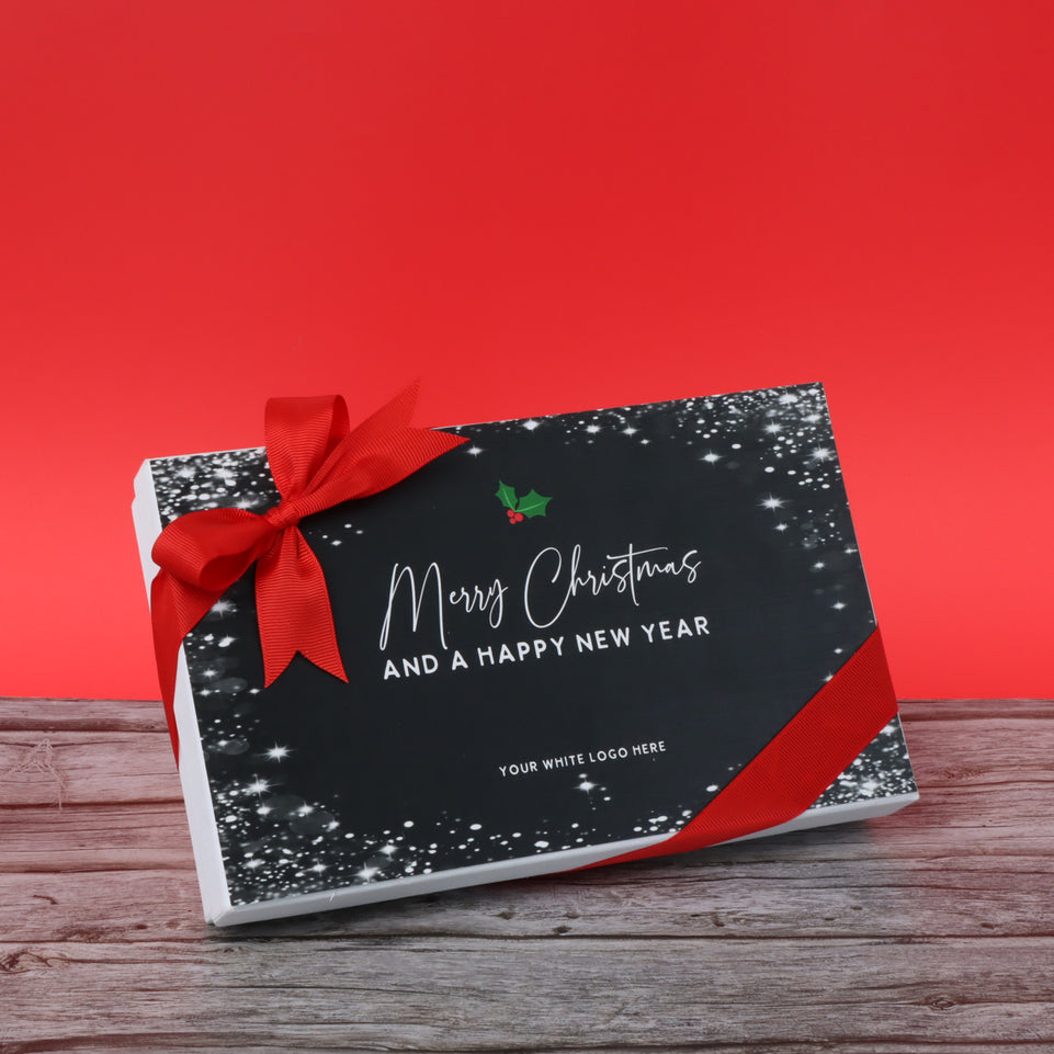Merry christmas & happy new year snow flakes designed premium chocolate 15 piece hard box