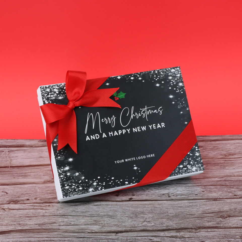 Merry christmas & happy new year snow flake designed premium chocolate 12 piece hard box