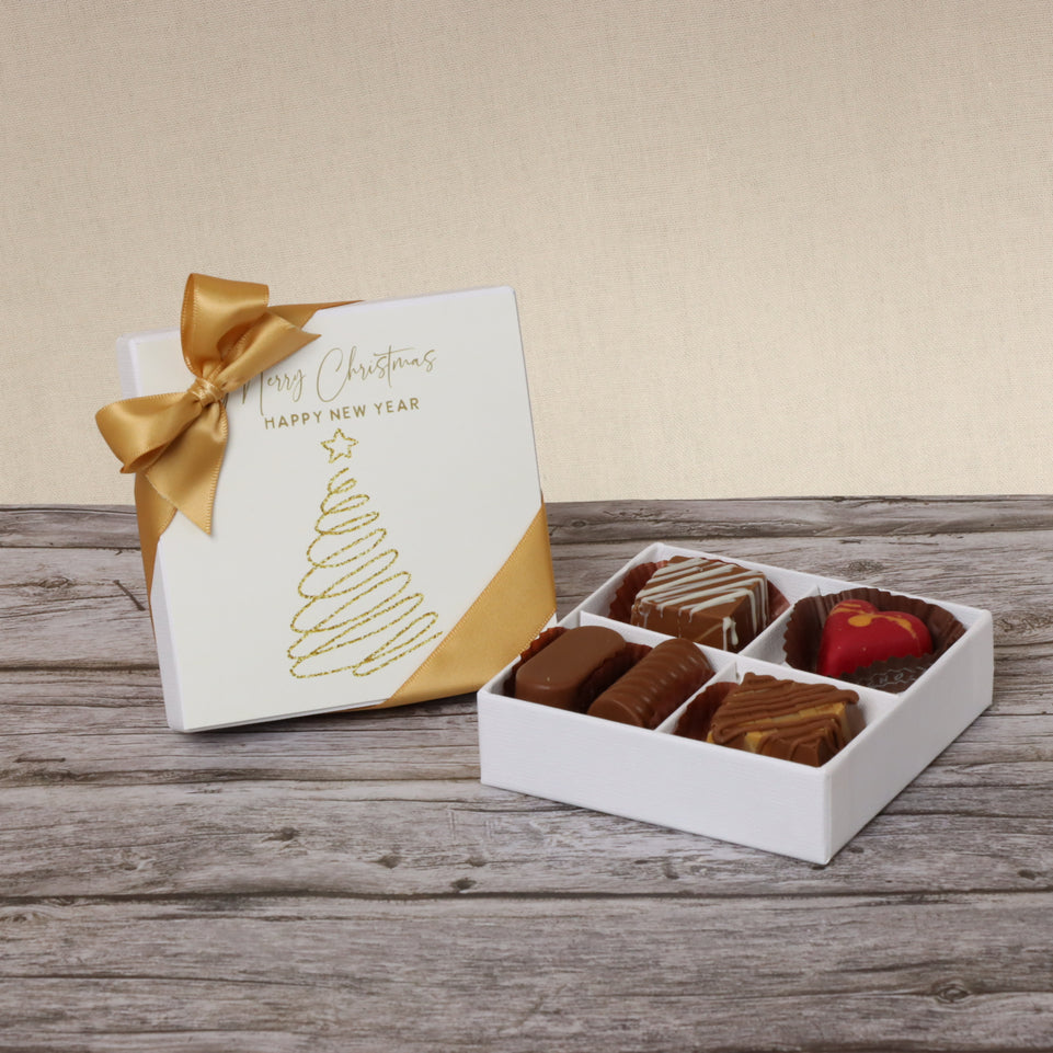 Set of 15 Merry Christmas & happy new year designed premium chocolate 4 piece hard box