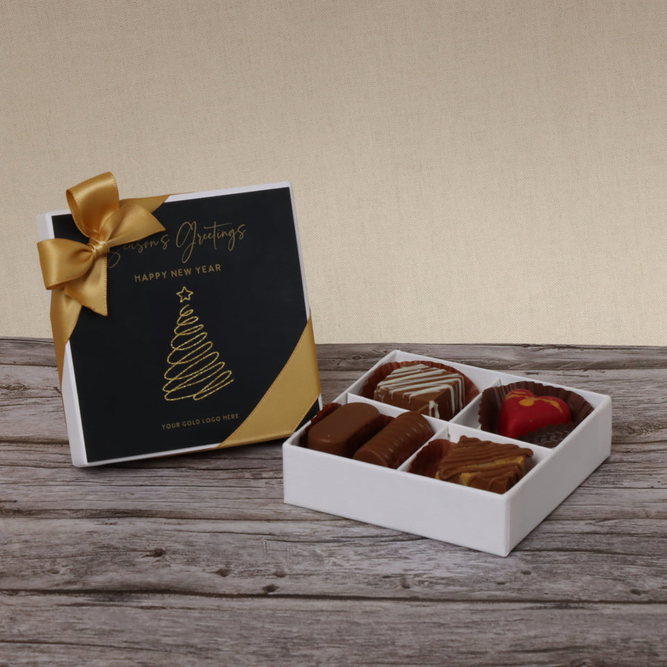 Set of 15 Season's greetings , Merry Christmas & happy new year designed premium chocolate 4 piece hard box
