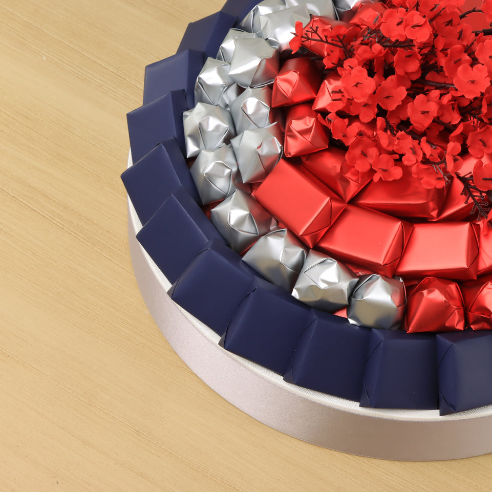 Premium round leather gift tray