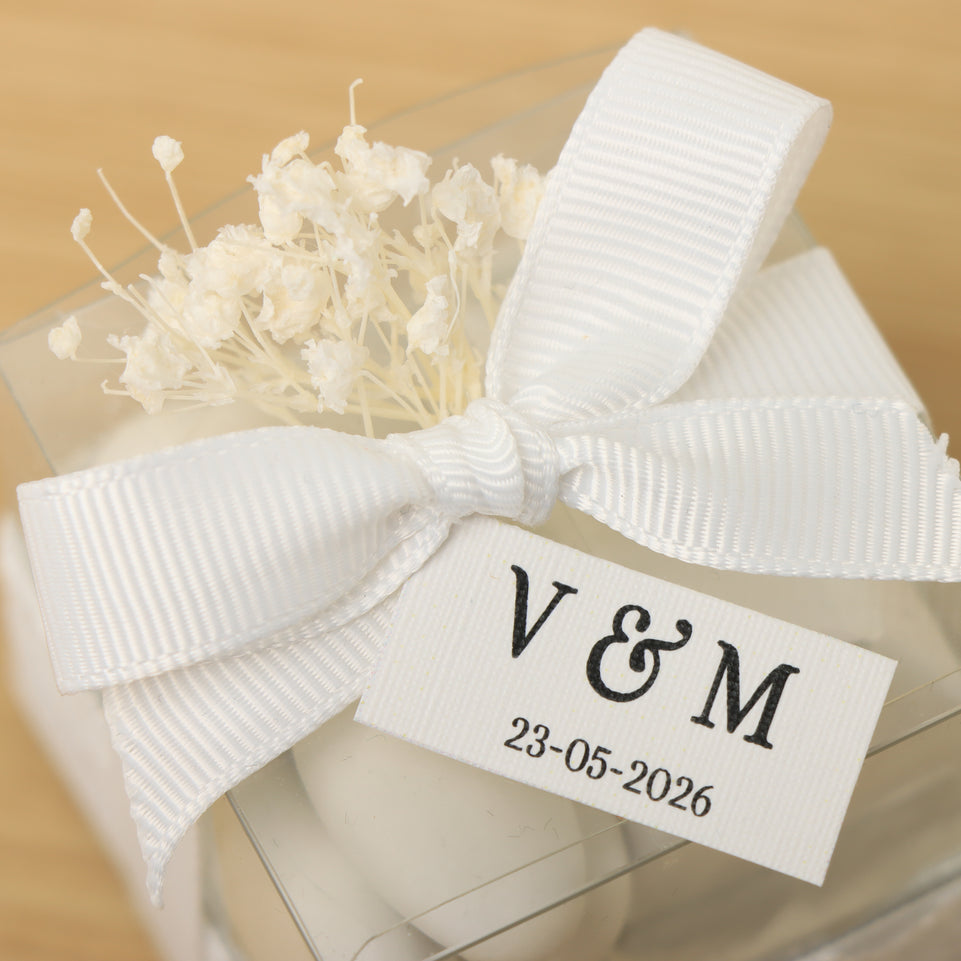 Set of 20 boxes bridal customized chocolate & almond dragees clear box giveaway