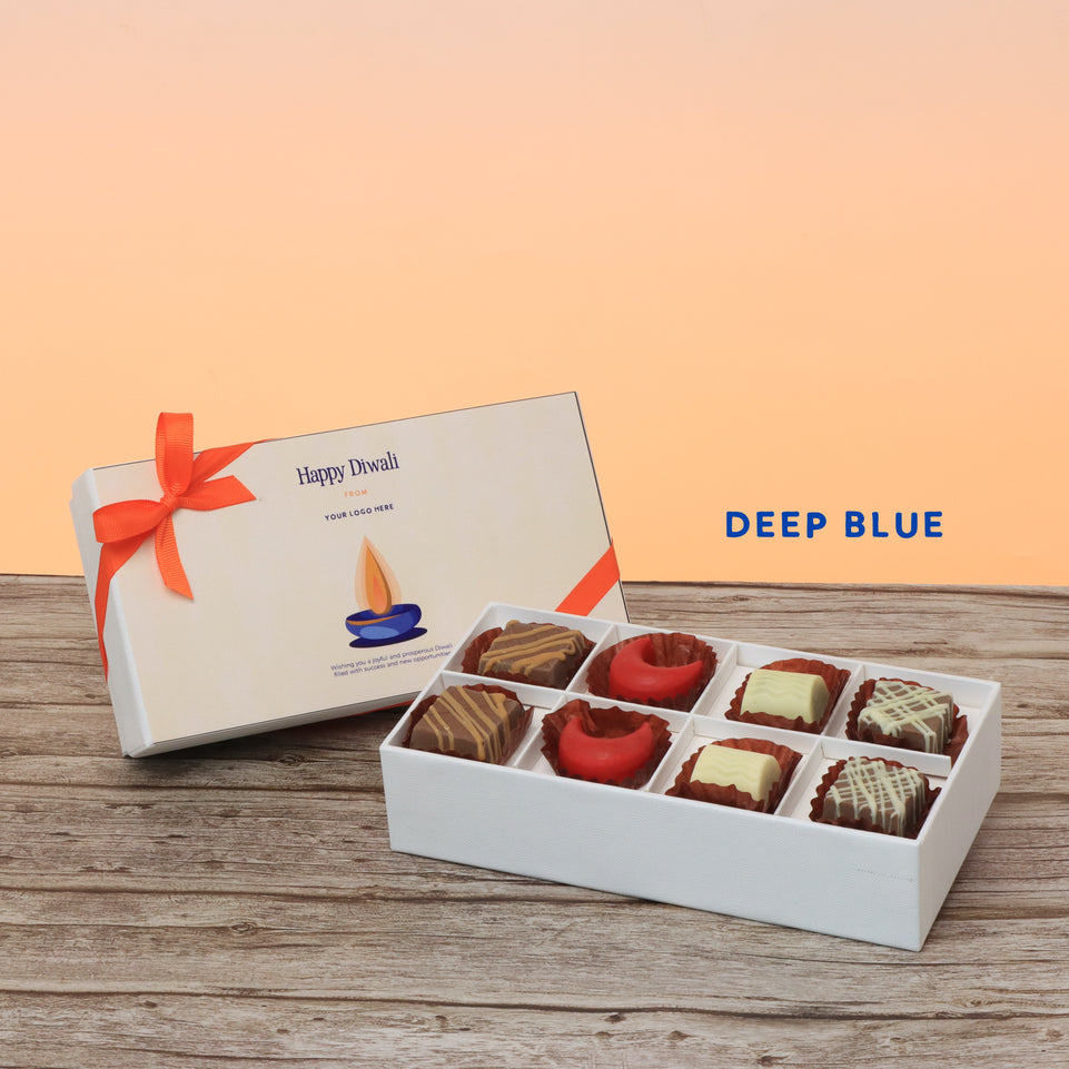 Set of 6 corporate customized diwali candle designed premium chocolate 8P hard box