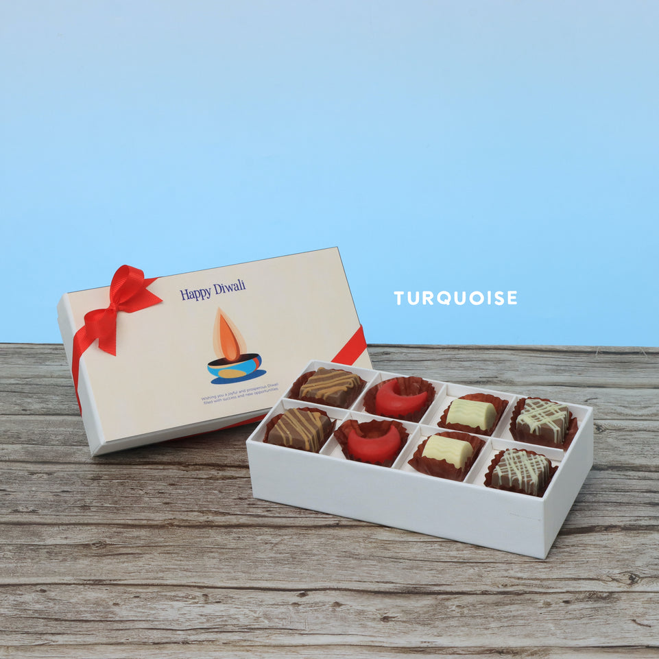 Set of 6 Happy diwali candle designed premium chocolate 8P hard box