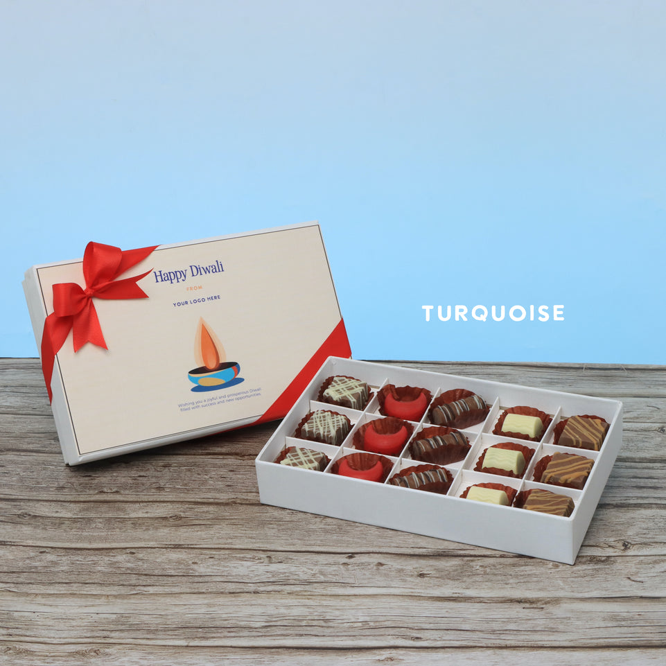 Set of 4 corporate customized diwali candle designed premium chocolate 15P hard box