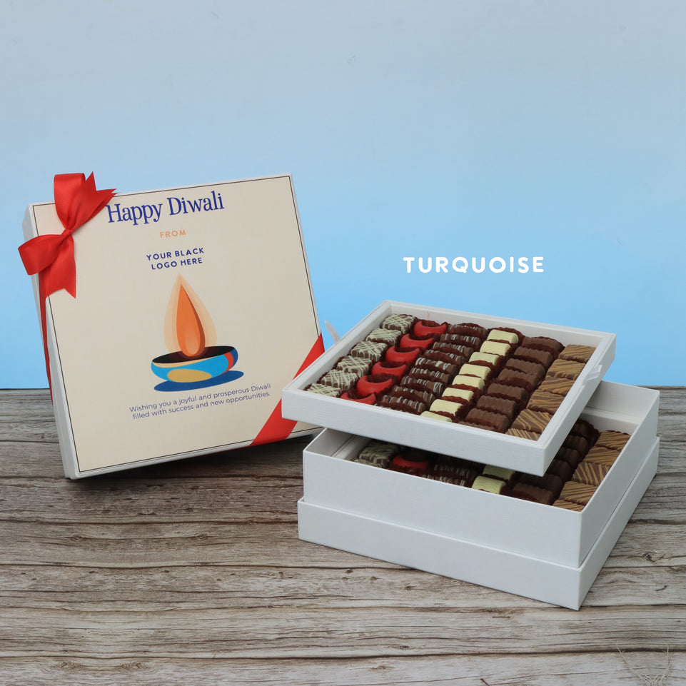 Corporate customized diwali candle designed premium chocolate 2-layer hard box