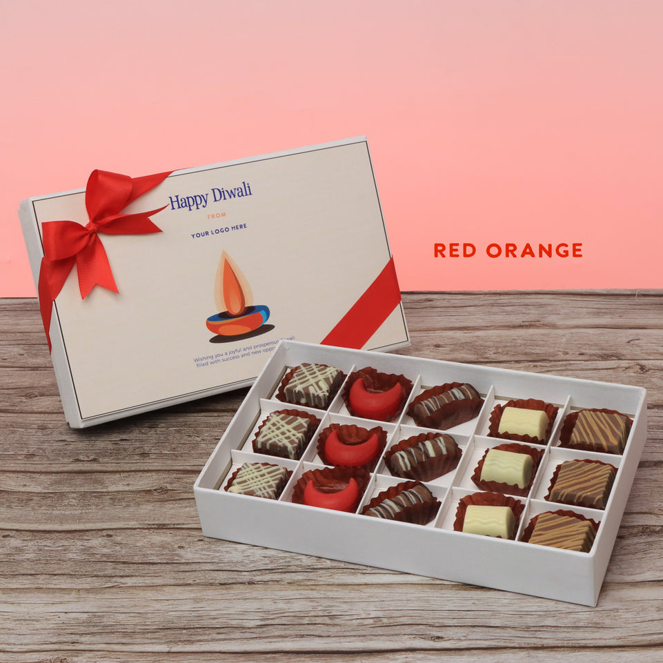 Set of 4 corporate customized diwali candle designed premium chocolate 15P hard box