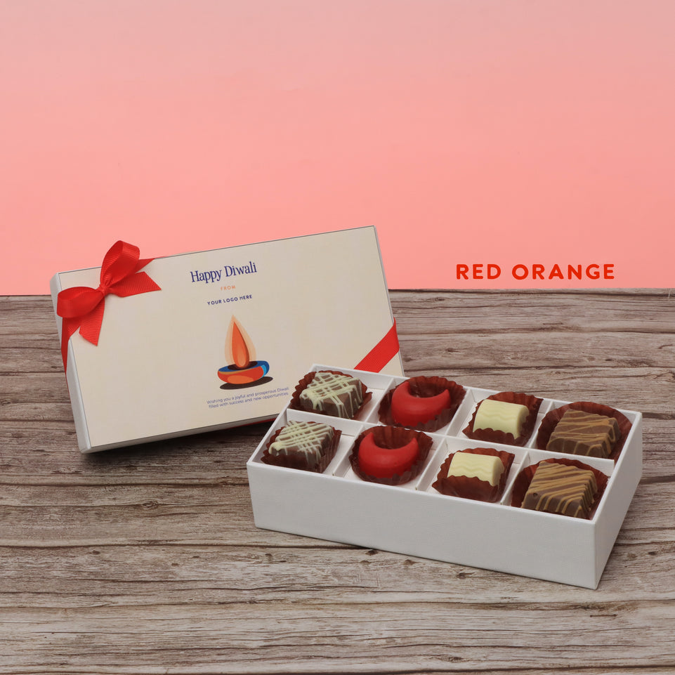 Set of 6 corporate customized diwali candle designed premium chocolate 8P hard box