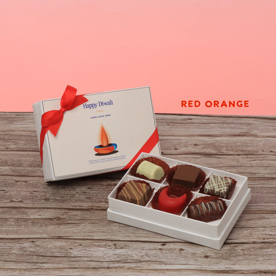 Set of 8 corporate customized diwali candle designed premium chocolate 6P hard box