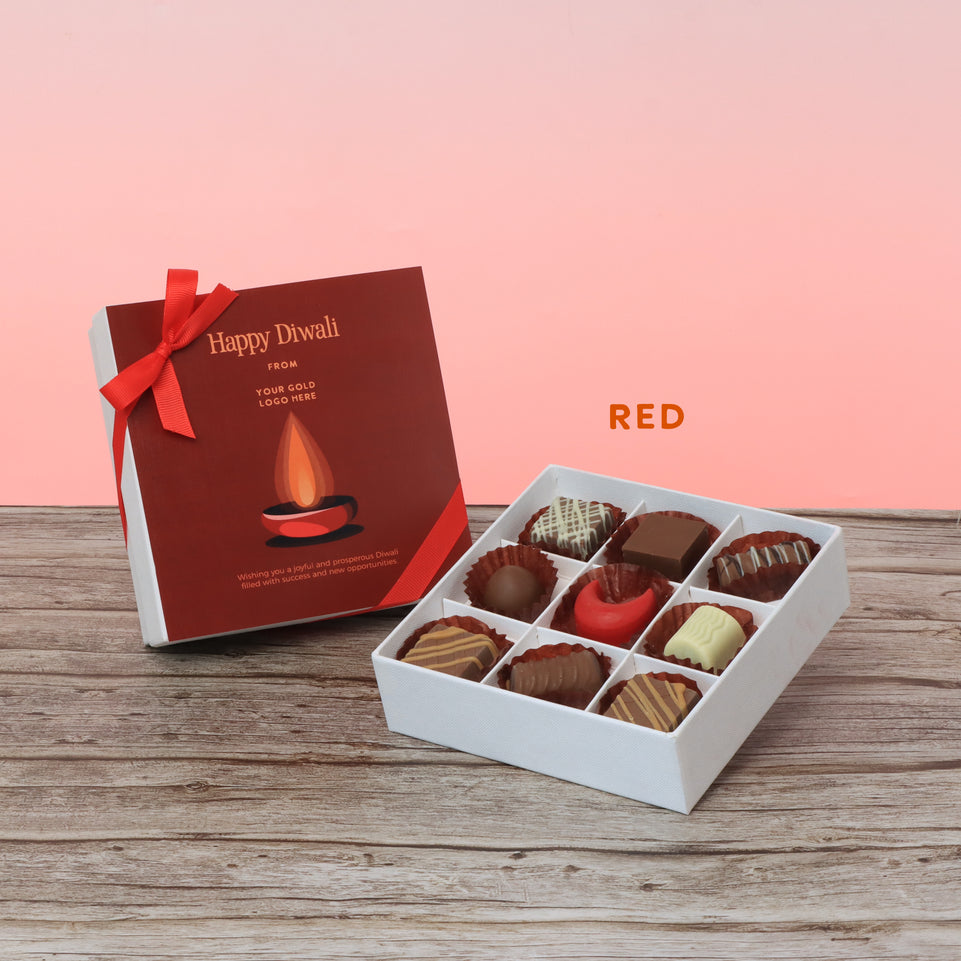 Set of 5 corporate customized diwali candle designed premium chocolate 9P hard box