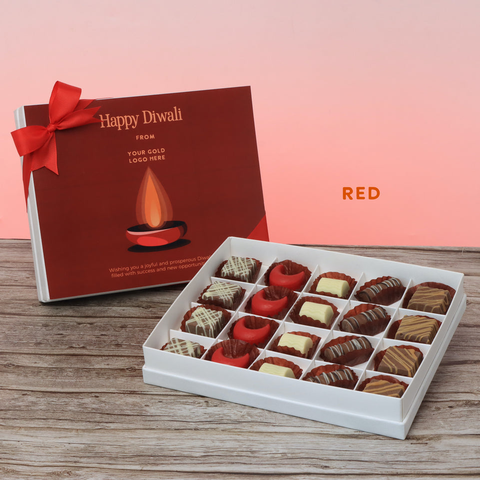 Set of 3 corporate customized diwali candle designed premium chocolate 20P hard box