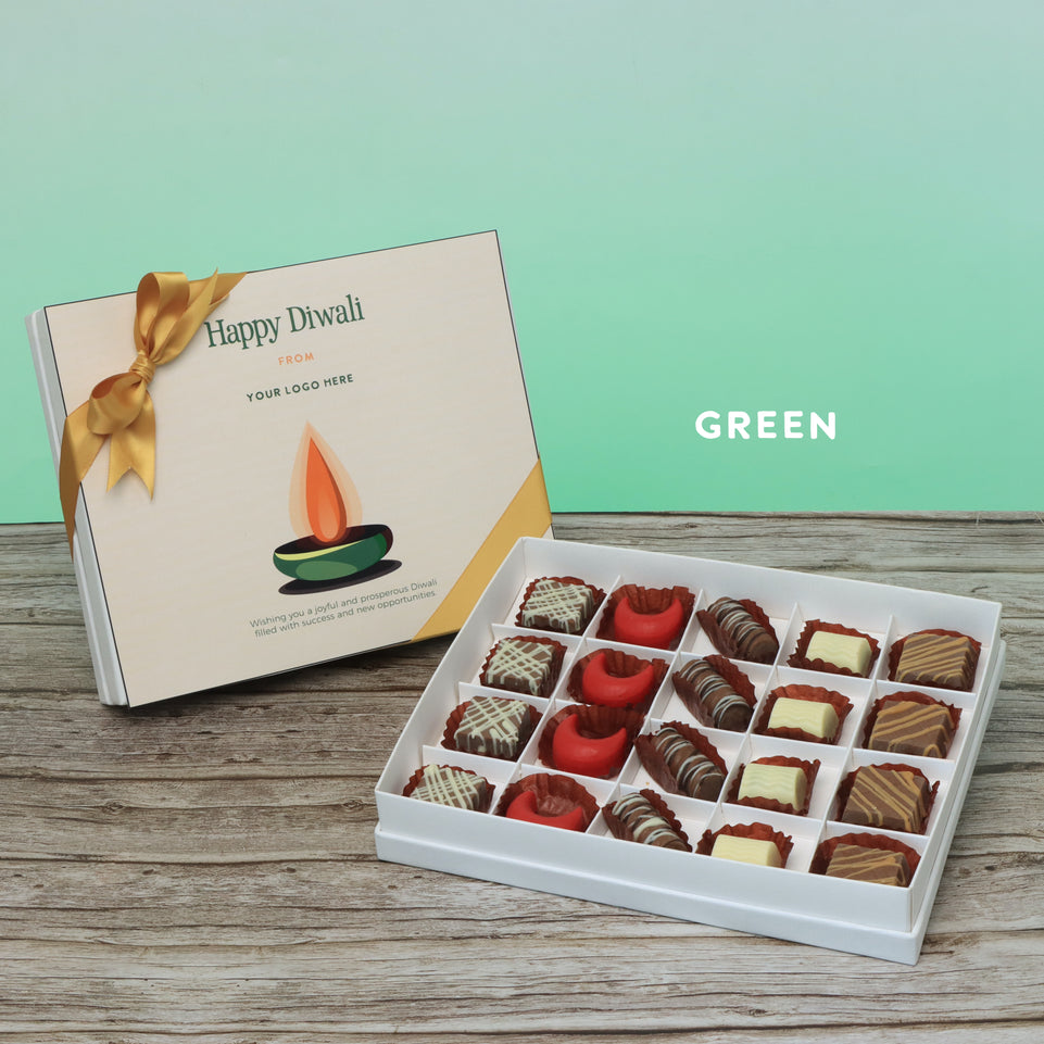 Set of 3 corporate customized diwali candle designed premium chocolate 20P hard box