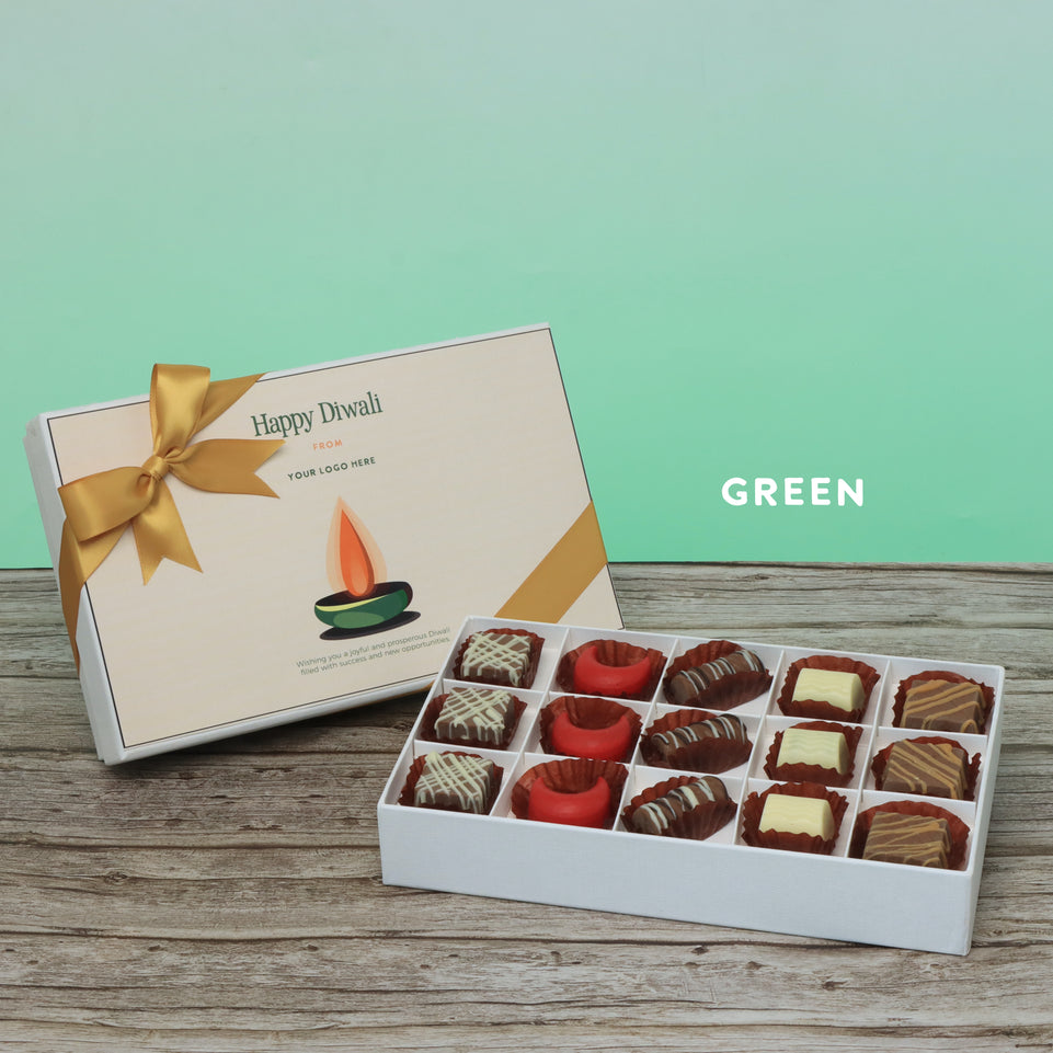 Set of 4 corporate customized diwali candle designed premium chocolate 15P hard box