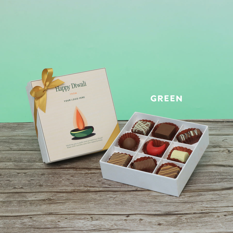 Set of 5 corporate customized diwali candle designed premium chocolate 9P hard box