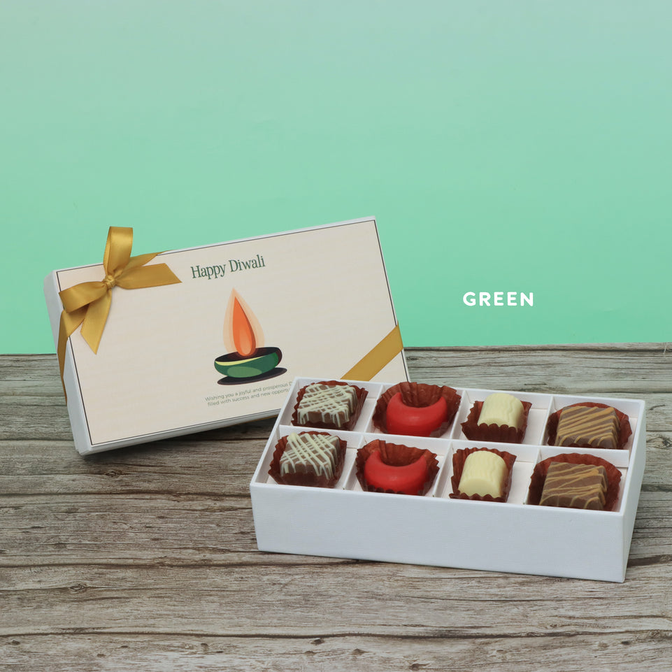 Set of 6 Happy diwali candle designed premium chocolate 8P hard box