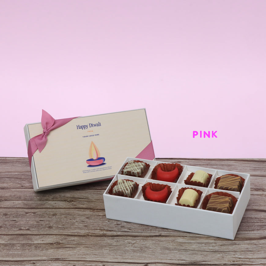 Set of 6 corporate customized diwali candle designed premium chocolate 8P hard box