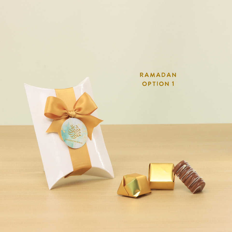 Set of 20 Ramadan Eid Mubarak designed premium chocolate pillow box giveaway