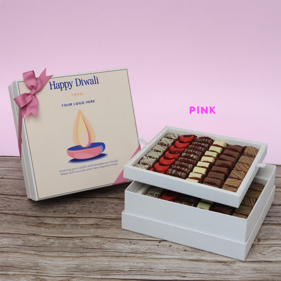 Corporate customized diwali candle designed premium chocolate 2-layer hard box