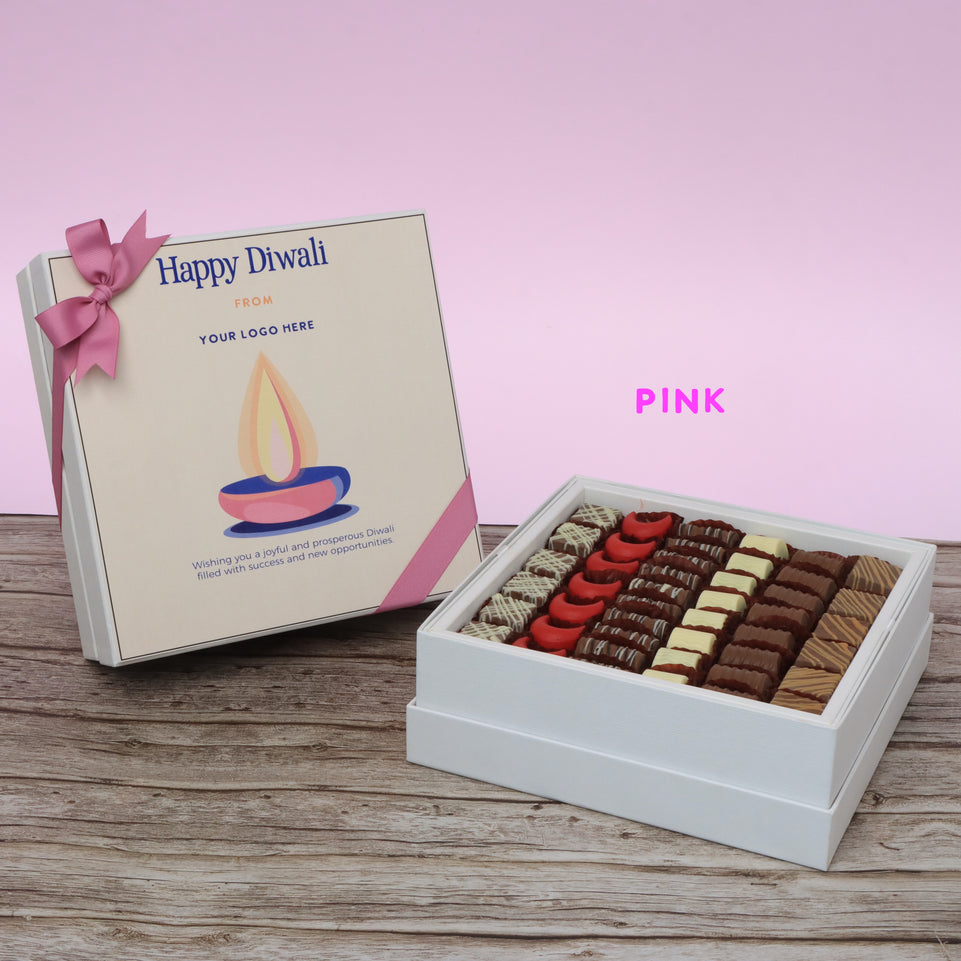 Set of 2 corporate customized diwali candle designed premium chocolate hard box