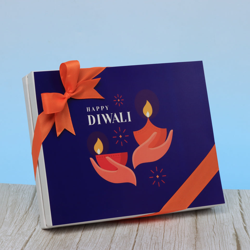 Happy diwali holding hands candle designed premium chocolate 20P hard box