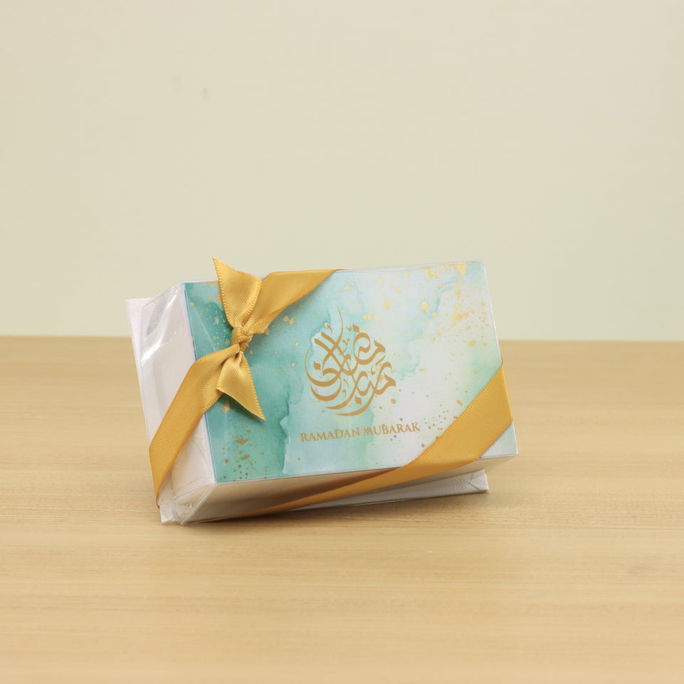 Set of 20 Ramadan Eid Mubarak designed premium nut stuffed dates 2P hard box giveaway