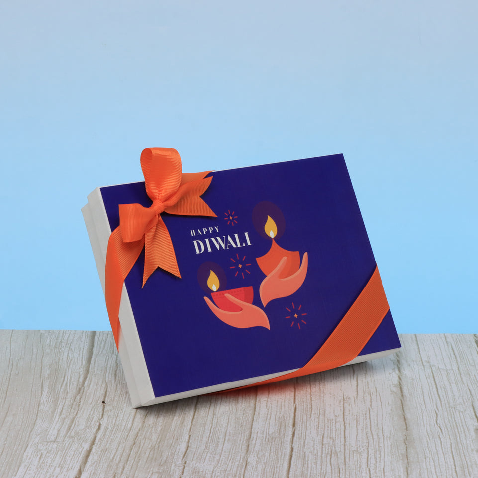 Happy diwali holding hands candle designed premium chocolate 12P hard box
