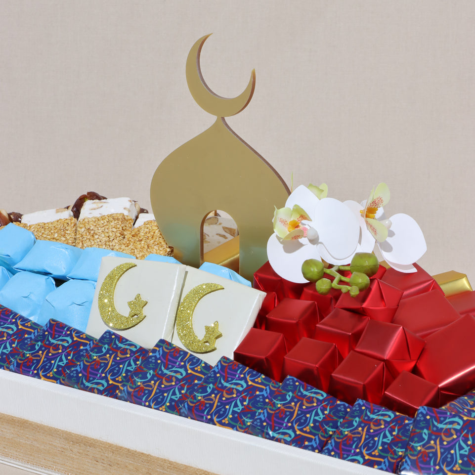 Ramadan Eid decorated chocolate & sweets medium leather tray