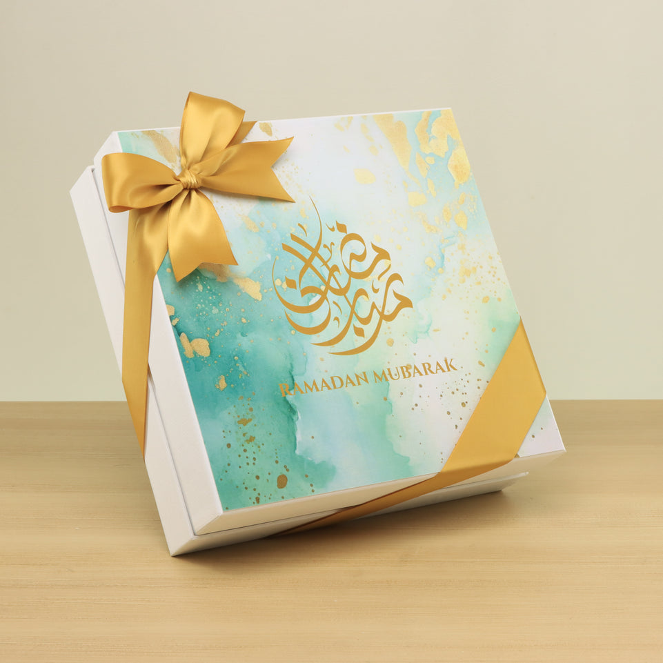 Ramadan Eid Mubarak designed premium chocolate & dates 2-layer hard box