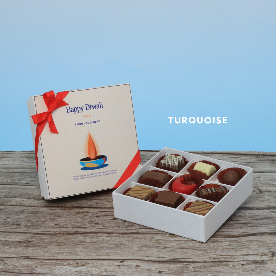 Set of 5 corporate customized diwali candle designed premium chocolate 9P hard box