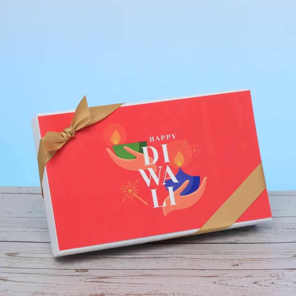 Happy diwali holding hands candle designed premium chocolate 15P hard box