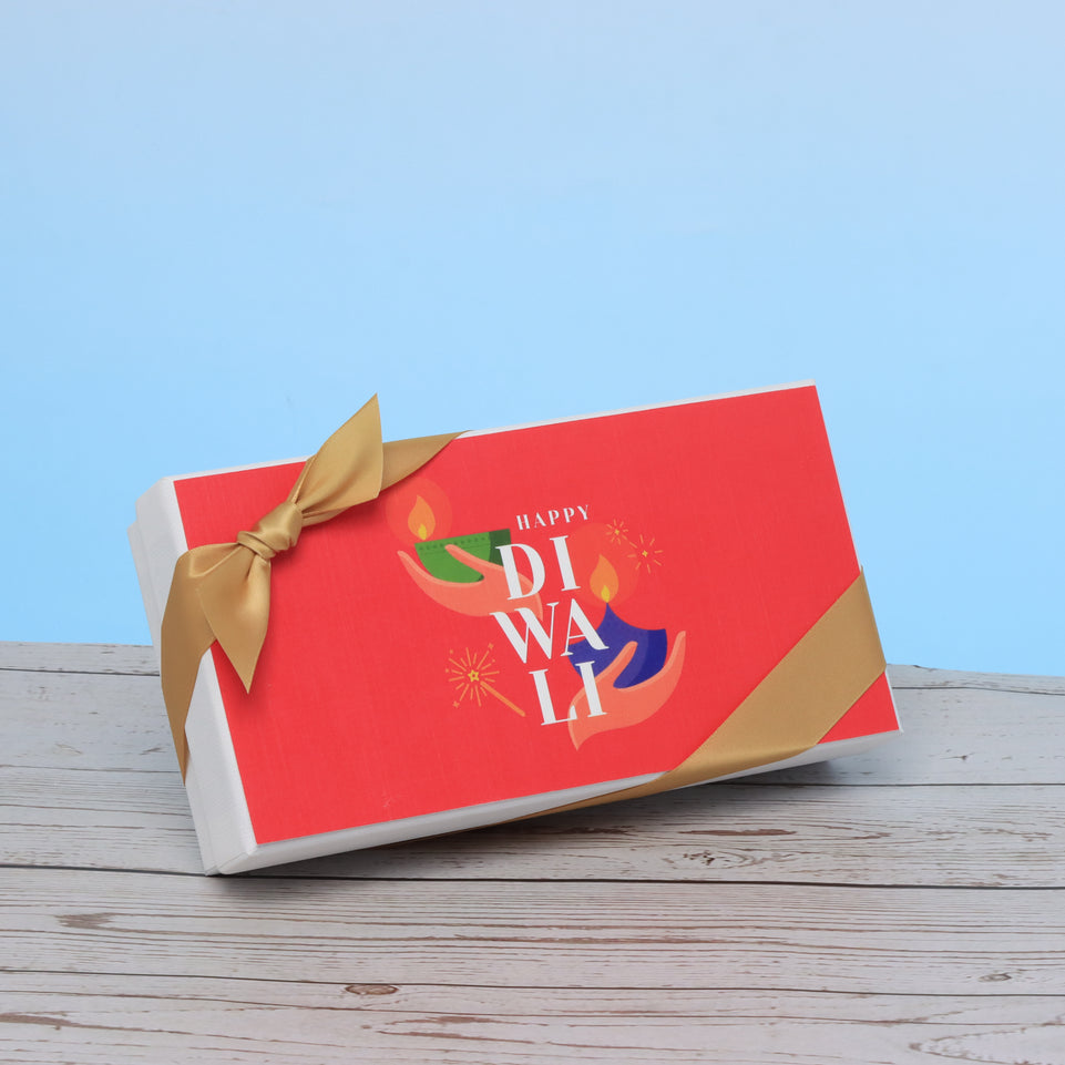 Set of 6 Happy diwali holding hands candle designed premium chocolate 8P hard box