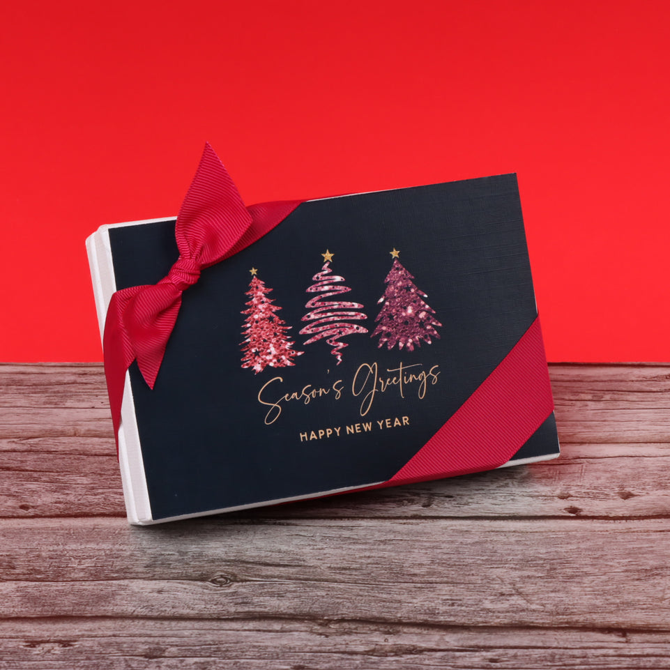 Set of 8 Season's greeting three trees designed chocolate 6 piece hard box giveaway