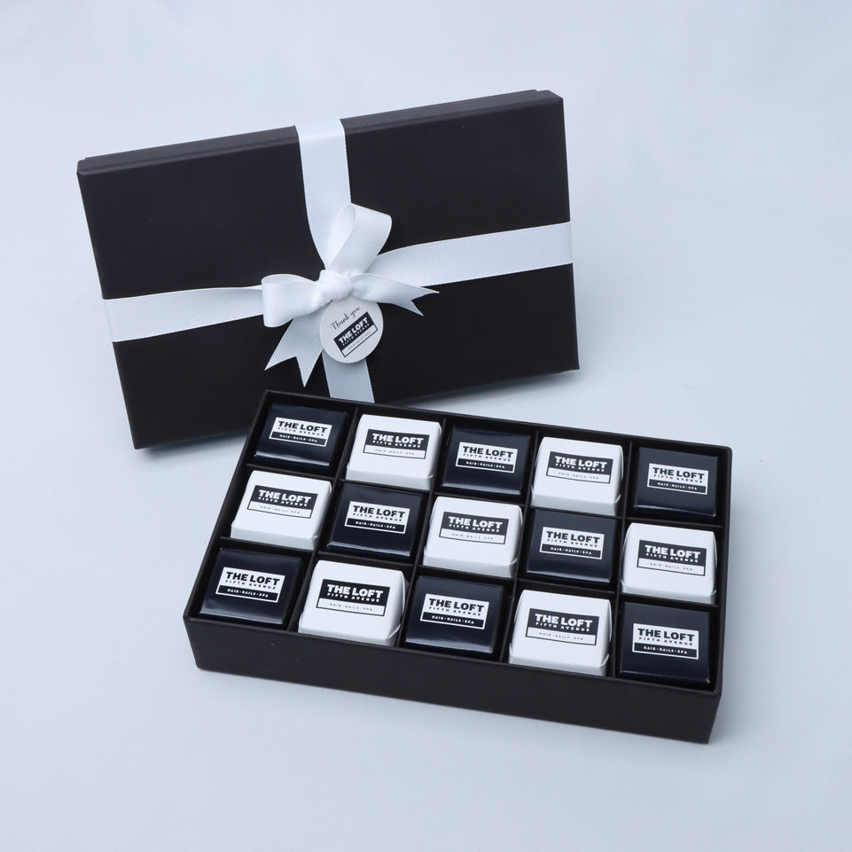 Set of 4 corporate branded chocolate black hard box