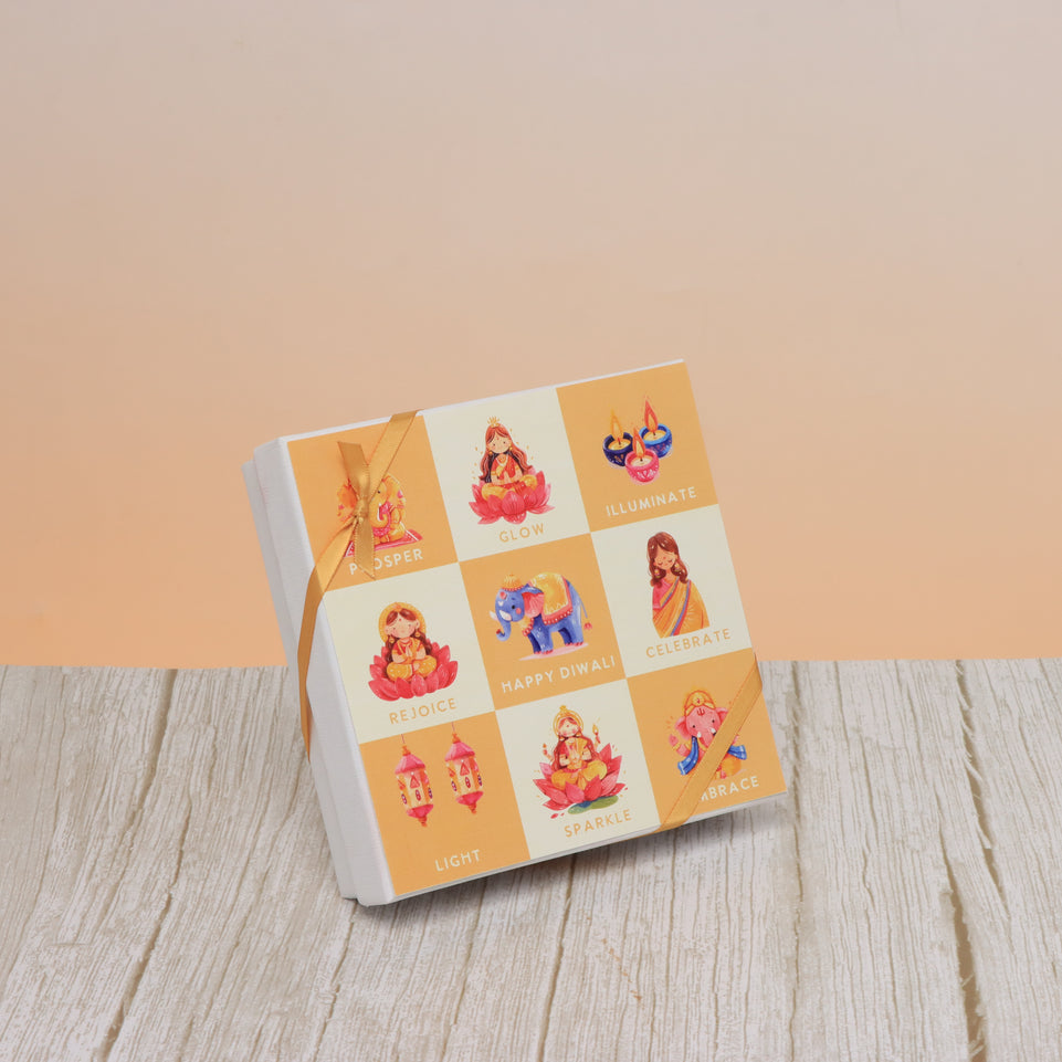 Diwali celebration cartoon designed premium unwrapped chocolate 9P hard box