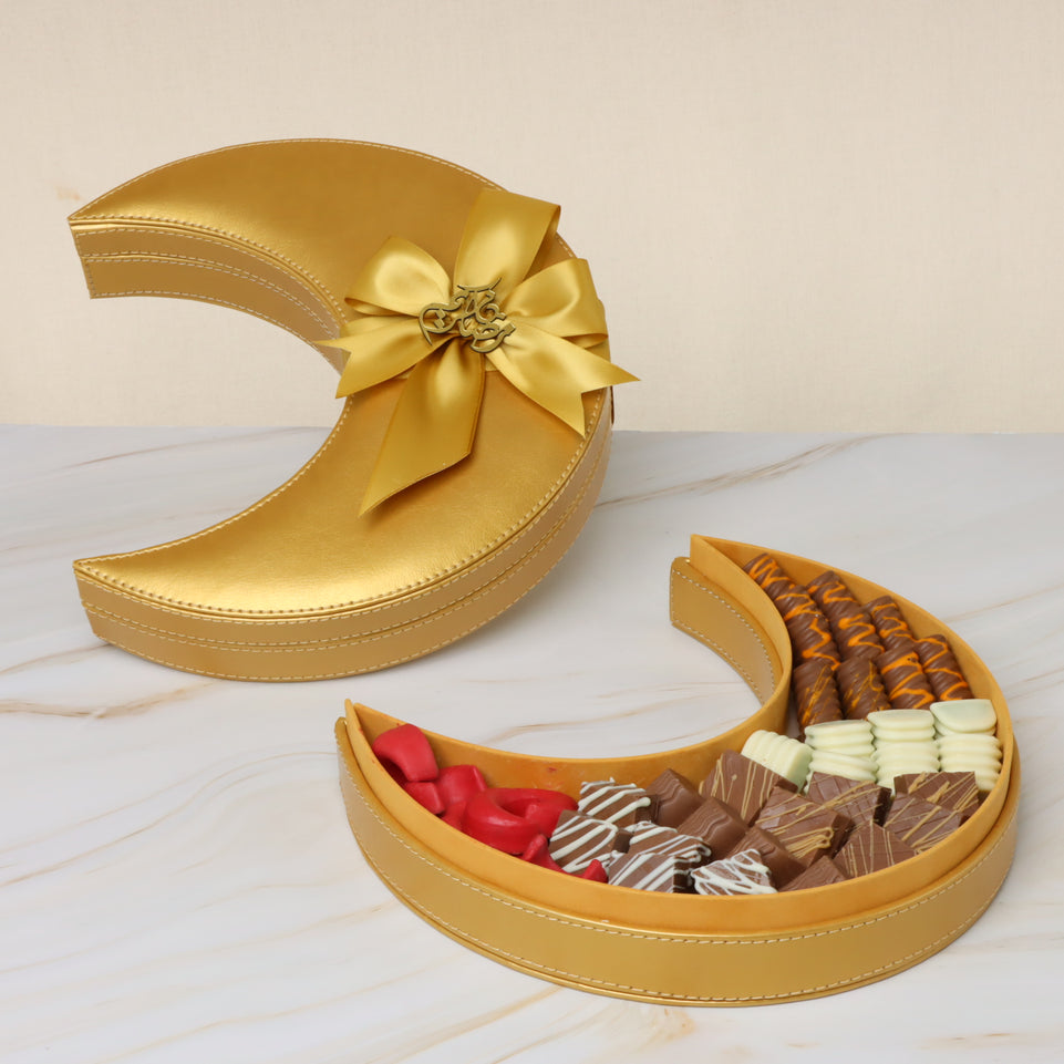 Ramadan chocolate crescent leather box