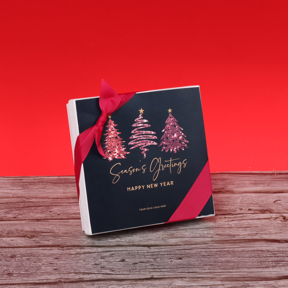 Season's greeting three trees designed premium chocolate 9-piece hard box