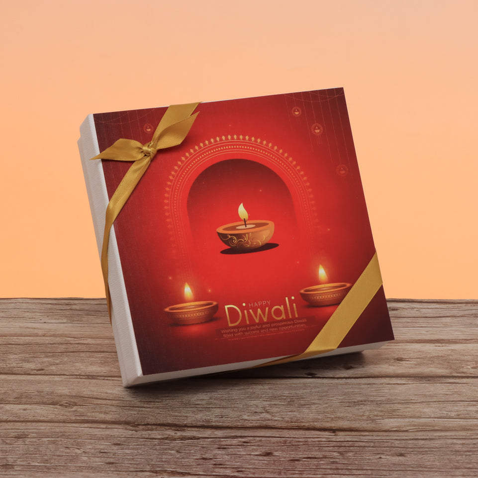 Happy diwali candle lights designed premium chocolate 2-layer hard box