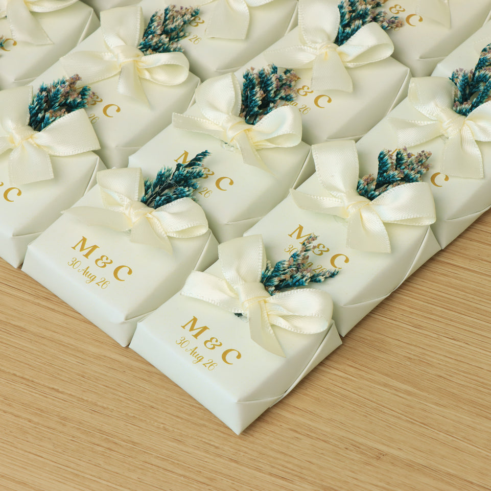 Bridal personalized and ribbon decorated chocolate