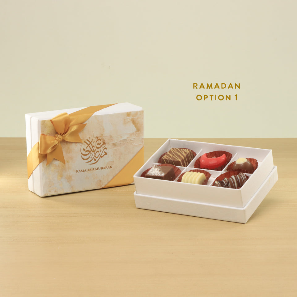 Set of 8 Ramadan Eid Mubarak designed premium chocolate 6P hard box