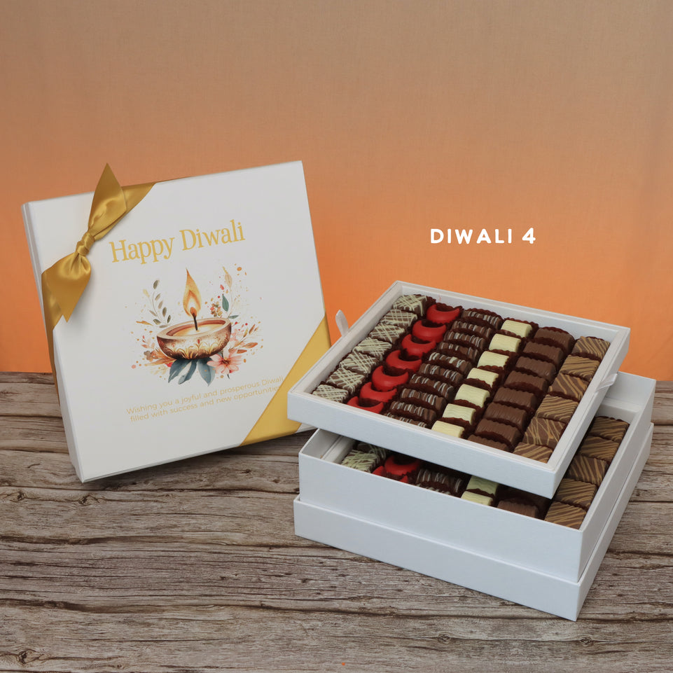 Happy diwali floral candle designed premium chocolate 2-layer hard box