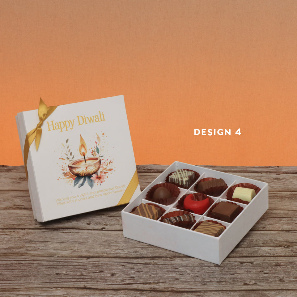 Happy diwali floral candle designed premium chocolate 9P hard box