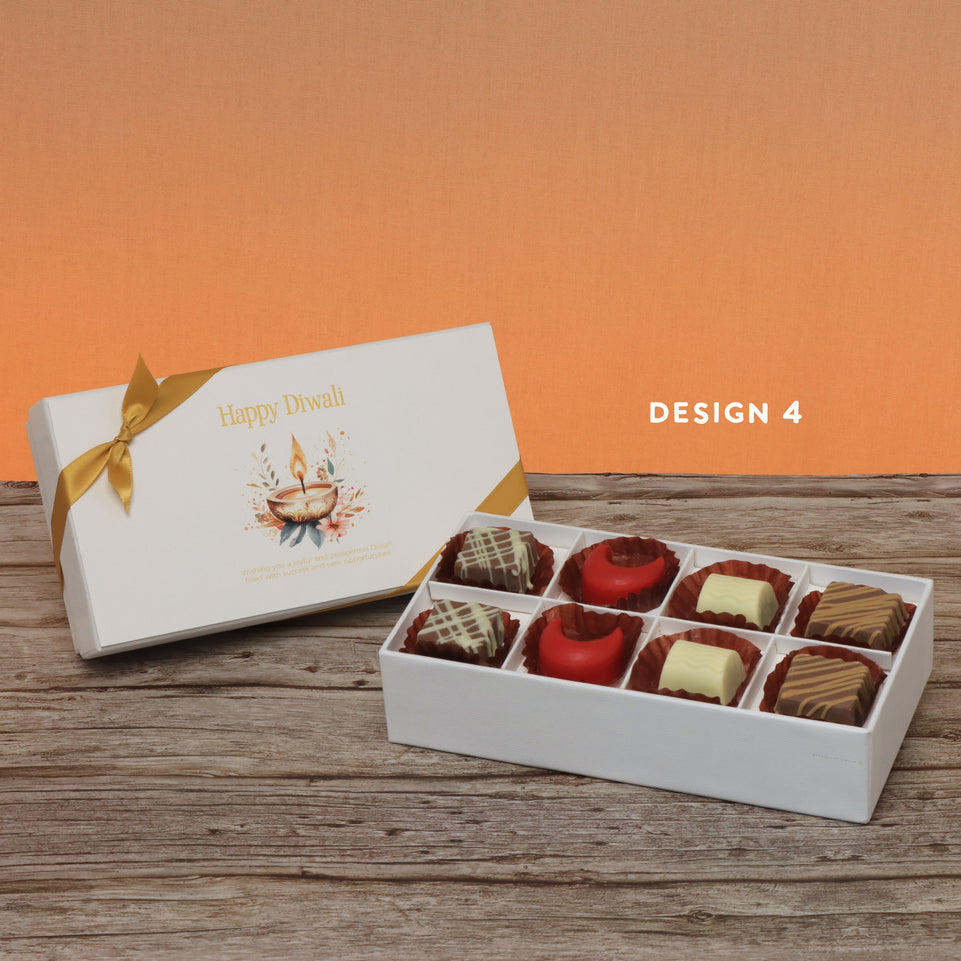 Set of 6 Happy diwali floral candle designed premium chocolate 8P hard box