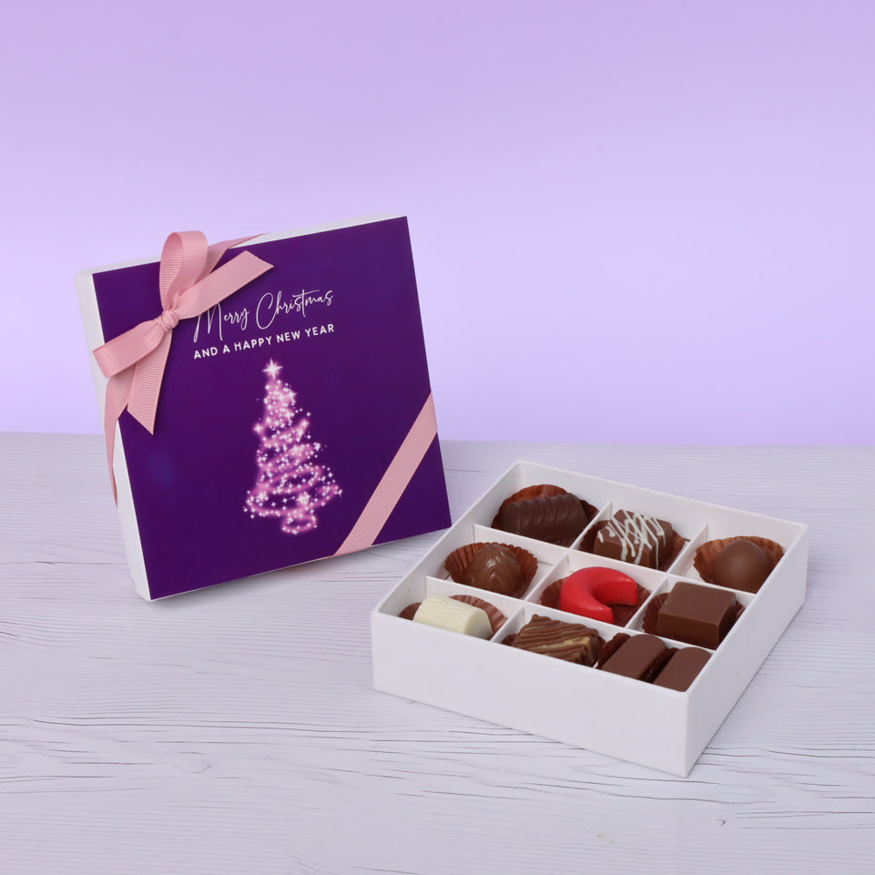 Merry Christmas & happy new year magical tree designed premium chocolate 9 piece hard box