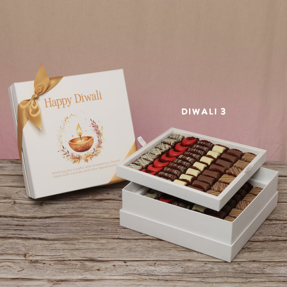 Happy diwali floral candle designed premium chocolate 2-layer hard box