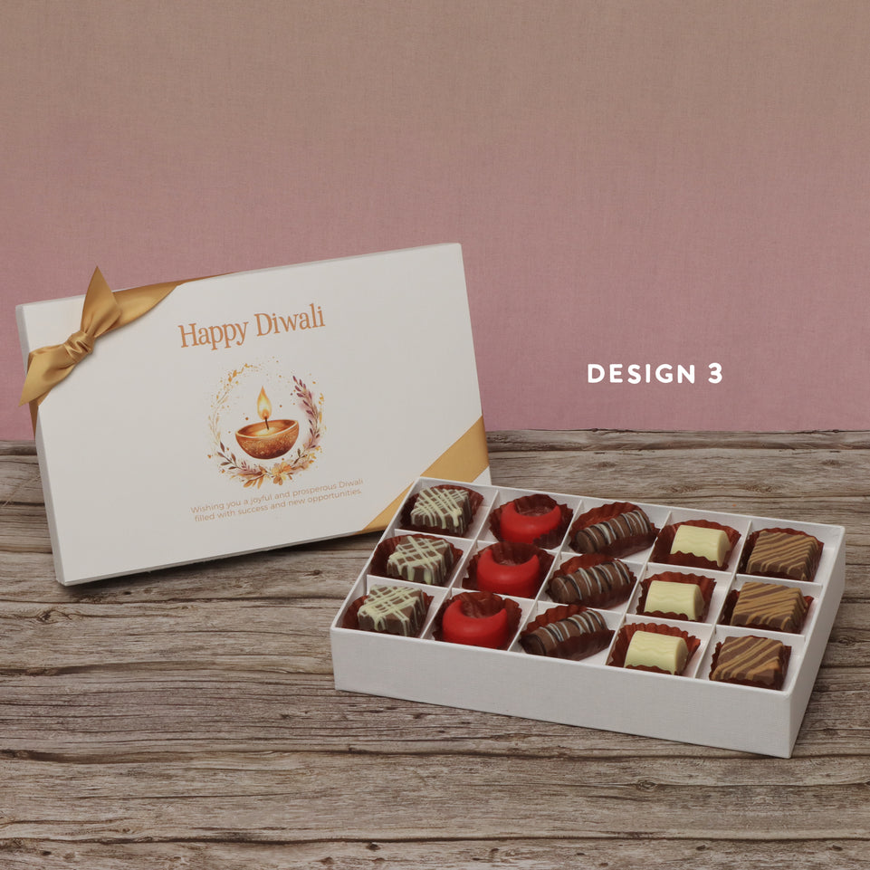 Happy Diwali floral candle designed premium chocolate 15P hard box