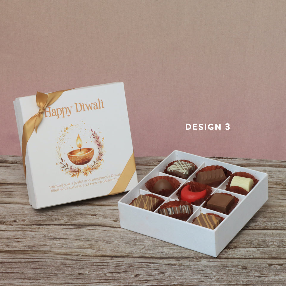 Happy diwali floral candle designed premium chocolate 9P hard box